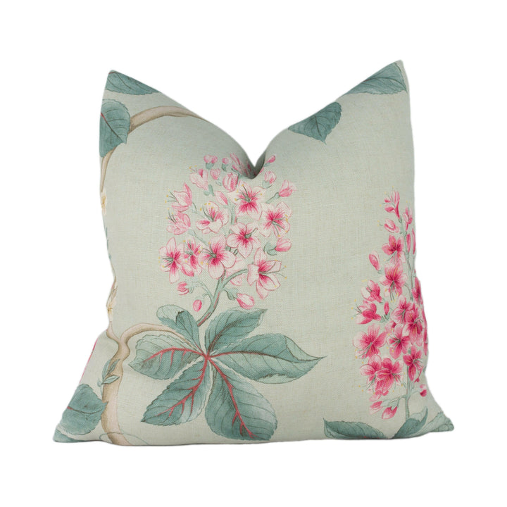 Sanderson - Chestnut Tree - Seaspray / Peony - Traditional Trailing Chestnut Blossom Designer Cushion Cover - Luxury Throw Pillow - Handmade.