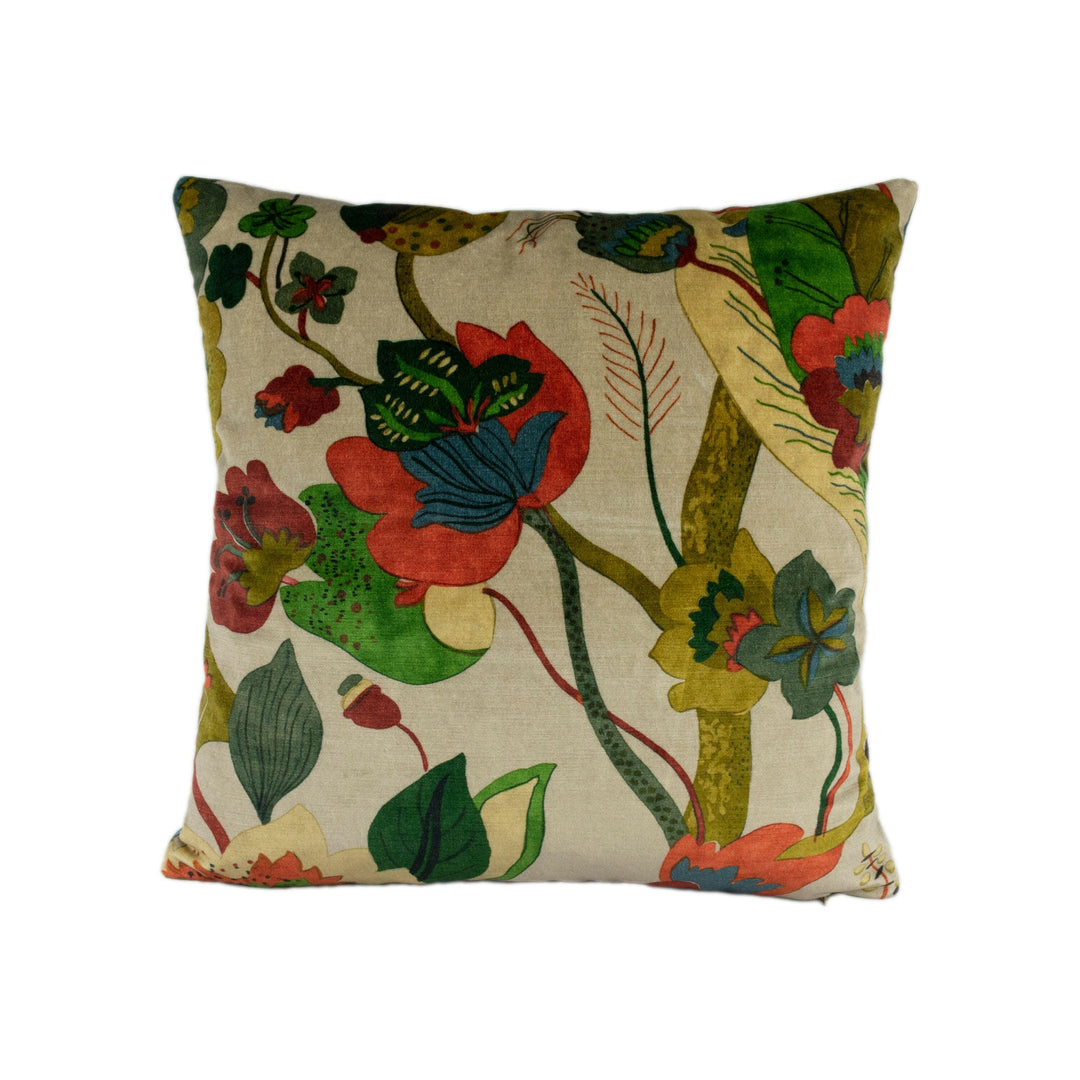 GP & J Baker - California Velvet - Red / Cream - Sumptuous Floral Botanical Designer Cushion Cover - Luxury Throw Pillow - Handmade Home.