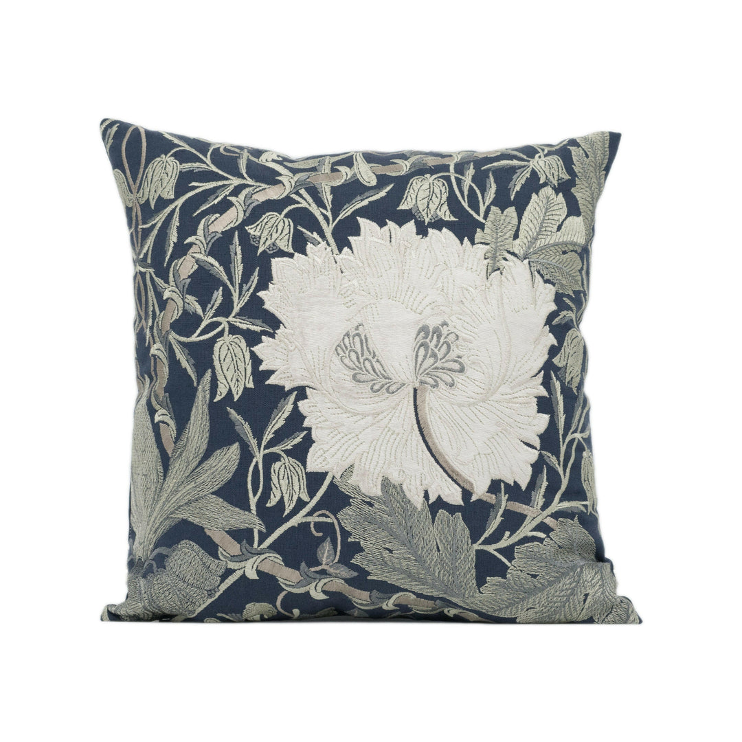 William Morris - Pure Honeysuckle &amp; Tulip Embroidery - Inky Purple - Classic Cushion Cover - Handmade Throw Pillow - Designer Home Décor.