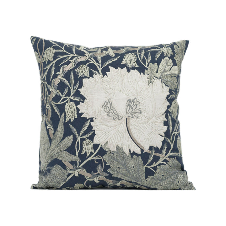 William Morris - Pure Honeysuckle &amp; Tulip Embroidery - Inky Purple - Classic Cushion Cover - Handmade Throw Pillow - Designer Home Décor.