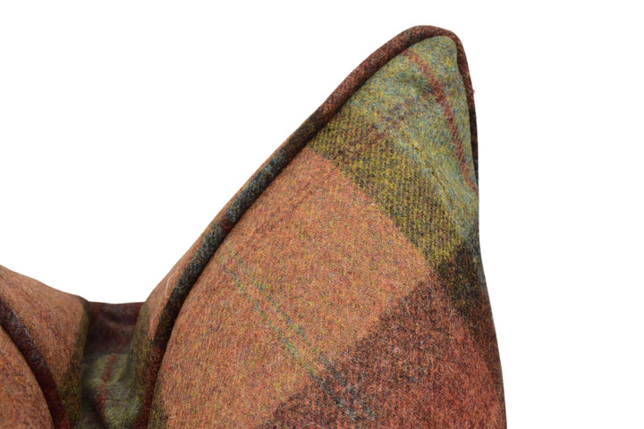 Abraham Moon - Skye - Burnt Orange -  100% Wool Cushion Cover - Designer Plaid Pillow Cover - Handmade Custom Abraham Moon Pillow.