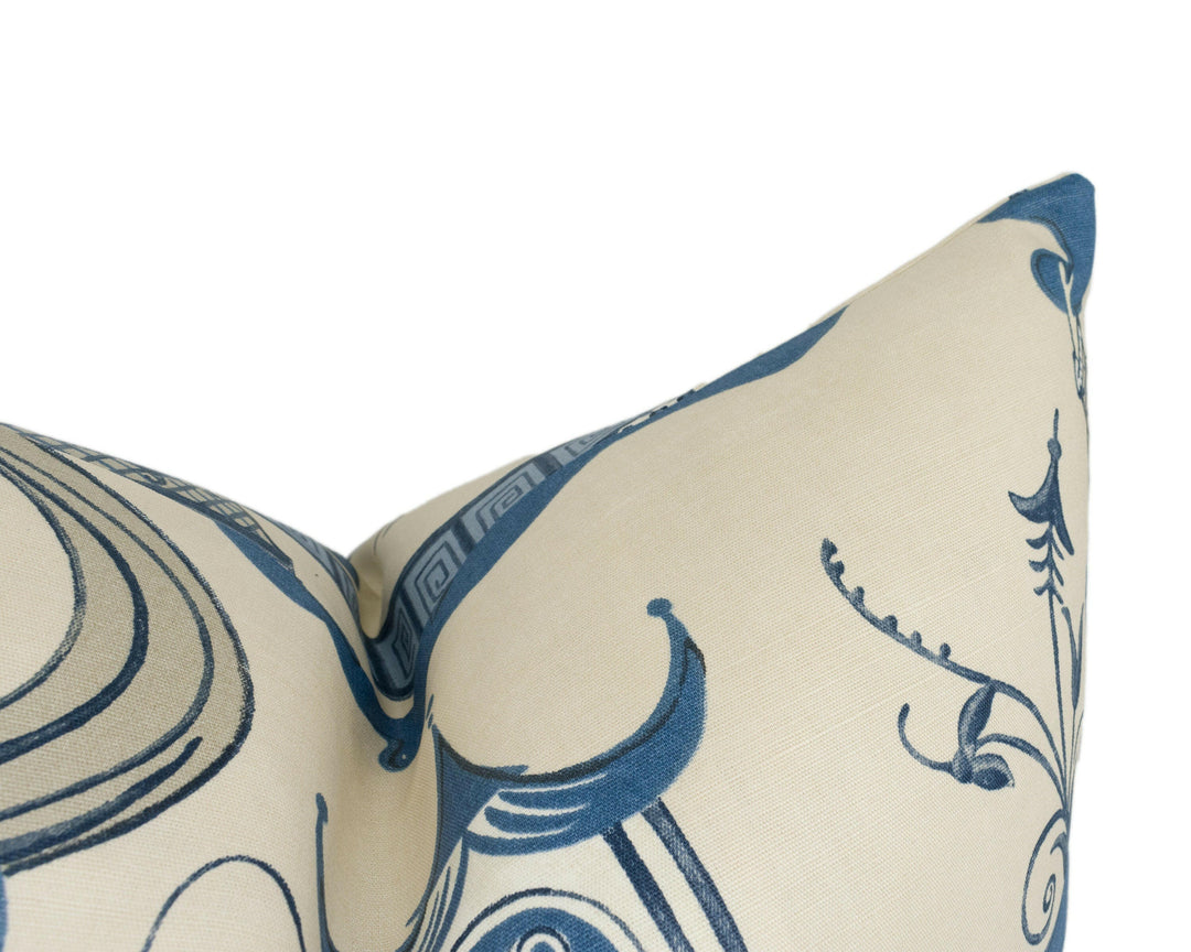 Sanderson - Pagoda River - Indigo / Blue - Vintage Asian Chinoiserie Inspired Designer Cushion Cover - Luxury Throw Pillow - Home Décor.