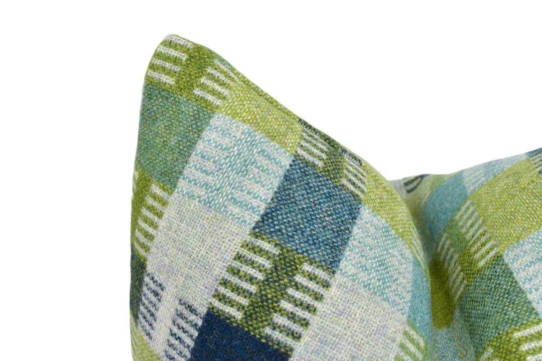 Abraham Moon - Salk - Green -  100% Wool Timeless Elegant - Humane Sustainable Eco Friendly - Designer Cushion Cover - Luxury Throw Pillow.