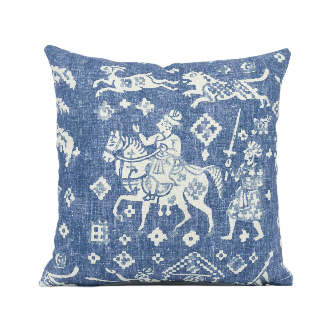 Brunschwig & Fils - Aralam Print - Indigo / Blue - Indian Caravan Inspired Cushion Cover - Handmade Throw Pillow - Designer Home Décor.