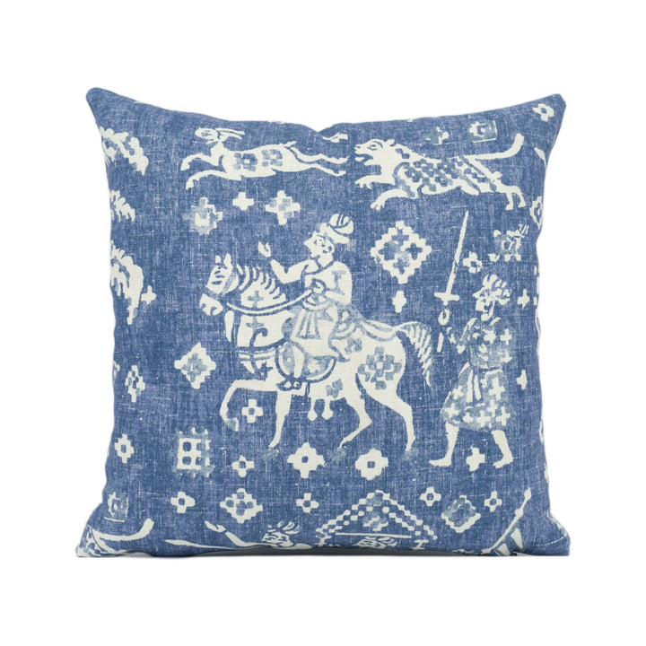 Brunschwig & Fils - Aralam Print - Indigo / Blue - Indian Caravan Inspired Cushion Cover - Handmade Throw Pillow - Designer Home Décor.