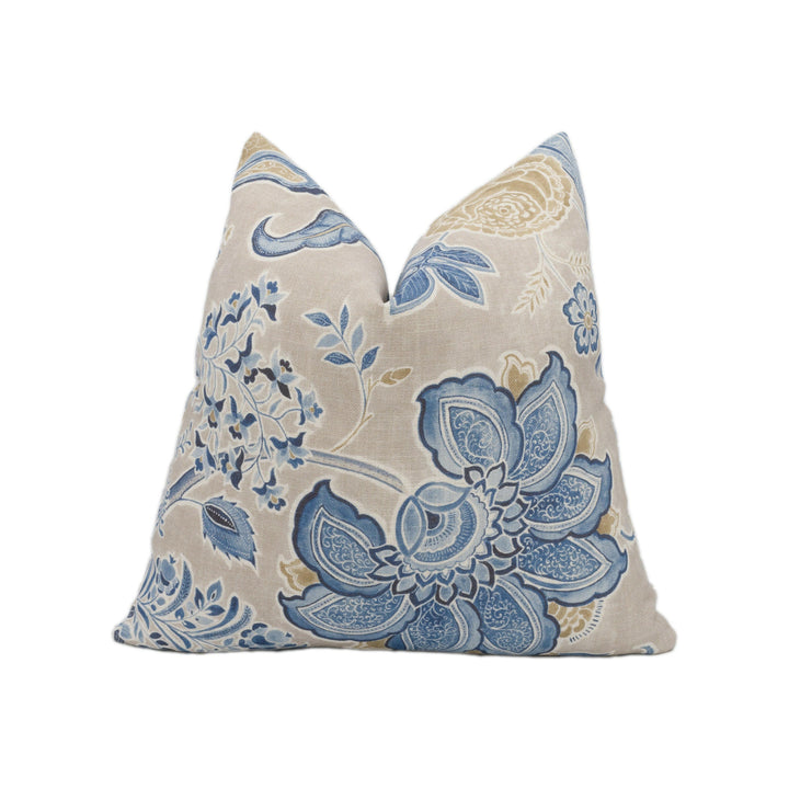 Sanderson - Shalimar - China Blue / Linen - Cushion Cover Throw Pillow Designer Home Decor.