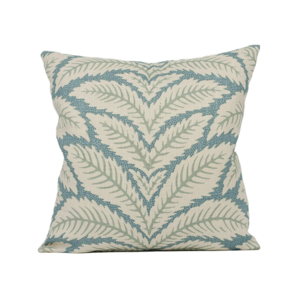 Brunschwig & Fils - Talavera - Aqua - Botanical Leaf Cushion Cover Handmade Throw Pillow Designer Home Décor.