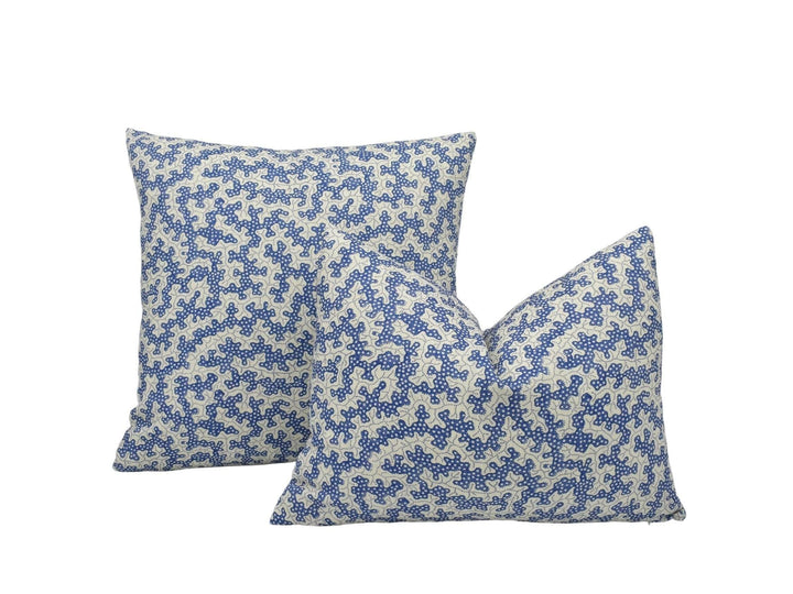 Sanderson - Truffle - Indigo - Interesting Small Scale Dotted Mushroom Designer Cushion Cover - Handmade Throw Pillow - Luxury Home Decor.