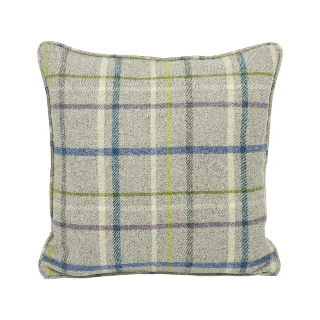 Abraham Moon - Multicheck - Mid Grey -  100% Wool Cushion Cover - Designer Plaid Pillow Cover - Handmade Custom Abraham Moon Pillowmade.