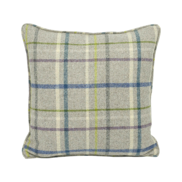 Abraham Moon - Multicheck - Mid Grey -  100% Wool Cushion Cover - Designer Plaid Pillow Cover - Handmade Custom Abraham Moon Pillowmade.