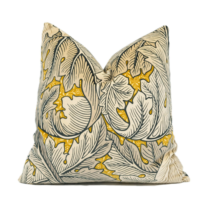 William Morris - Acanthus Velvet - Mustard / Grey - Handmade Cushion Cover Throw Pillow Designer Home Décor.
