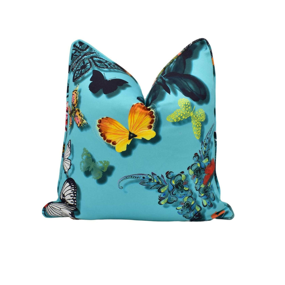 Designers Guild x Christian Lacroix - Butterfly Parade - Lagon - Expressive Artistic Designer Butterflies Cushion Cover - Luxury Handmade.