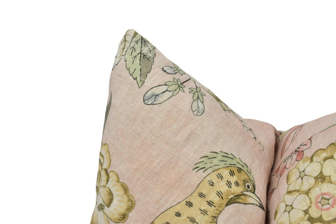Anna French x Thibaut - Villeneuve - Blush - Antique Avant Garde Bird Designer Cushion Cover - Luxury Throw Pillow - Handmade Home Decor.