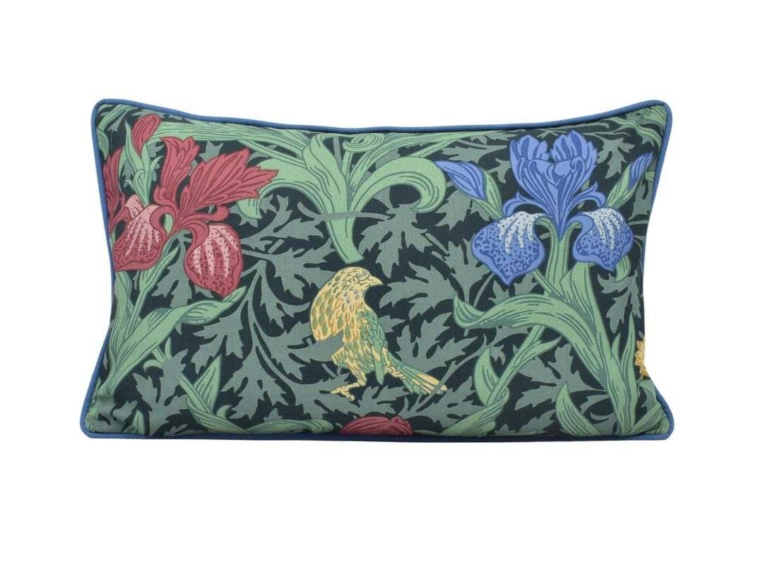 William Morris - Iris - Floral & Botanical - Classic Traditional Morris Floral Designer Cushion Cover - Luxury Throw Pillow - Handmade Home.
