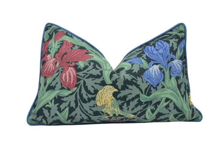 William Morris - Iris - Floral & Botanical - Classic Traditional Morris Floral Designer Cushion Cover - Luxury Throw Pillow - Handmade Home.
