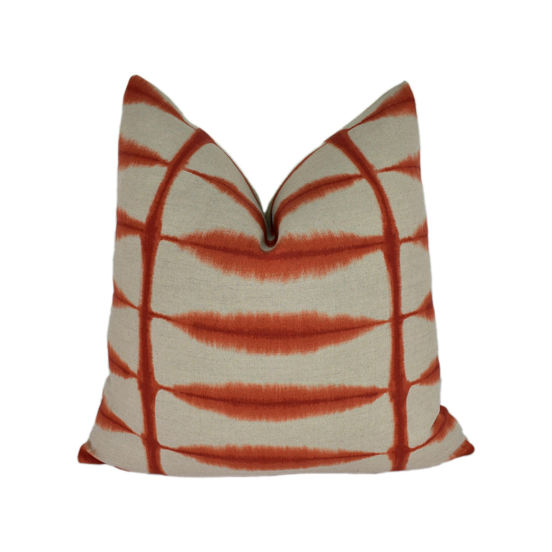 Scion - Shibori - Chilli / Linen - Ancient Japanese Shibori Technique Cushion Cover - Handmade Throw Pillow Designer Home Decor.