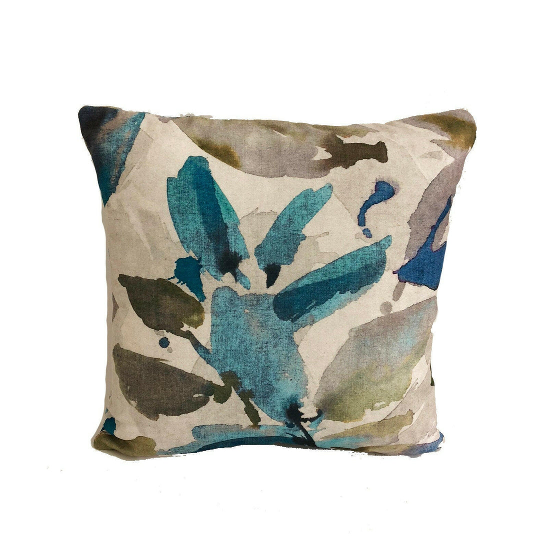 Prestigious - Azzuro - Lagoon - Abstract Faux Suede Floral Cushion Cover - Handmade Throw Pillow Designer Home Decor.