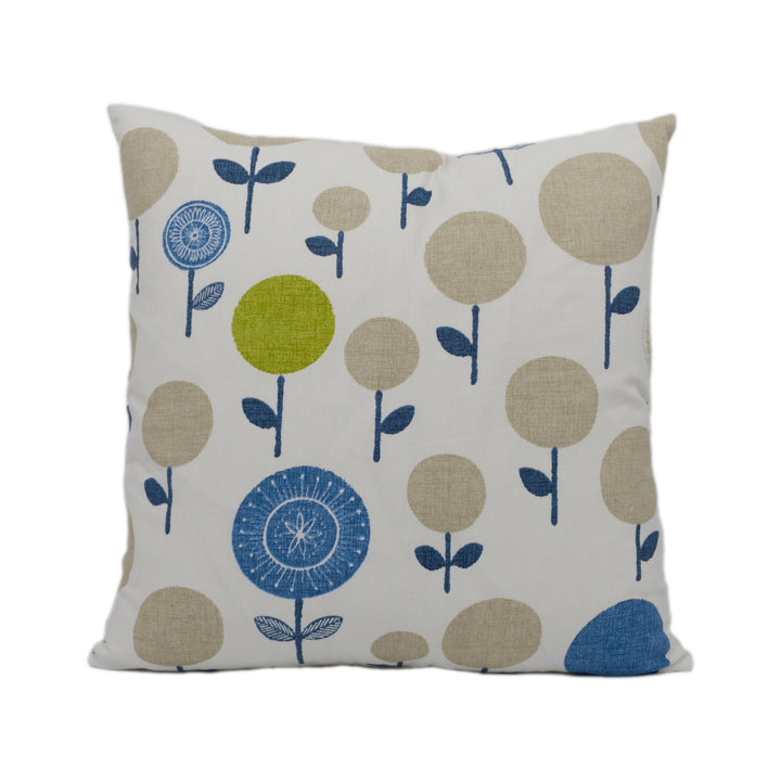Scion - Lollipop Flower - Chalk / Denim / Lime - Handmade Cushion Cover Throw Pillow Home Décor.