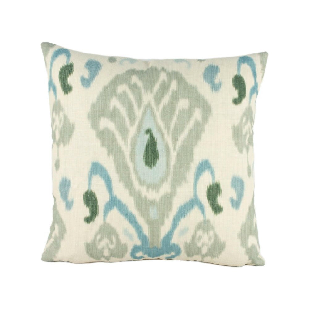Zoffany - Annapurna - Sky / Linen - Relaxed Semi-Abstract Ikat Inspired Cushion Cover - Handmade Throw Pillow Designer Home Decor.