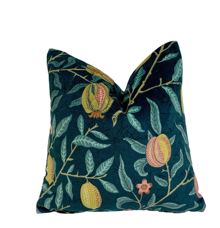 William Morris - Fruit Velvet - Indigo / Slate - Contemporary Take on Classic Design Luxurious Velvet Cushion Cover - Handmade Throw Pillow.