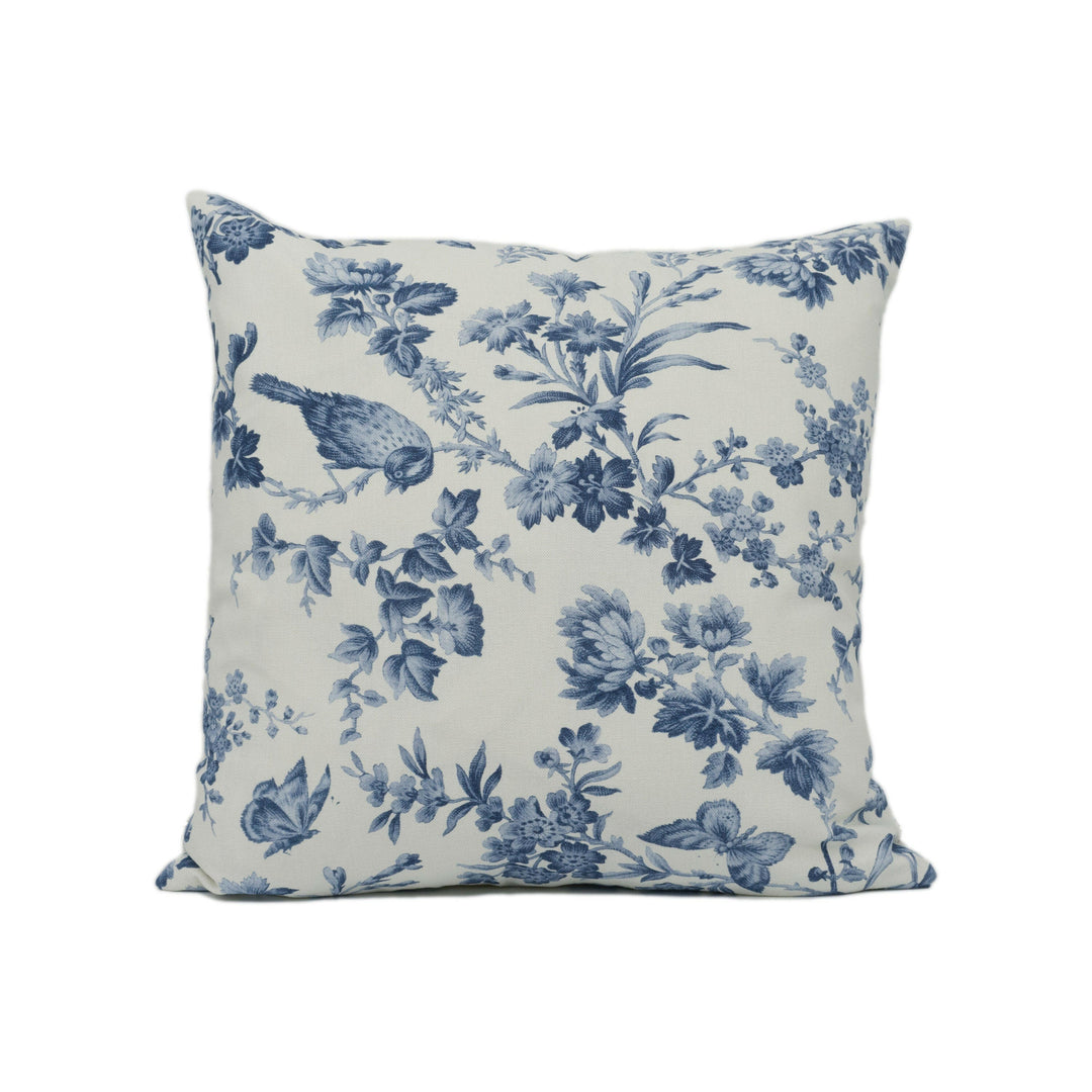 Clarke and Clarke - Oasis - Amelia - Blue - Classic Floral & Birds Cushion Cover - Handmade Throw Pillow - Designer Home Décor.