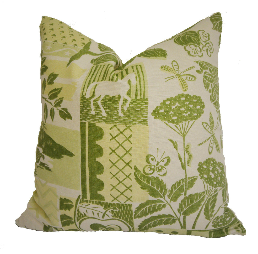 Jane Churchill - Colefax and Fowler - Brightwood - Green - Retro Fresh Designer Cushion Cover - Handmade Throw Pillow Luxury Home Decor.