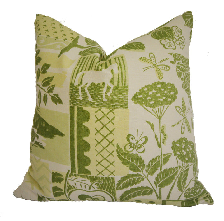 Jane Churchill - Colefax and Fowler - Brightwood - Green - Retro Fresh Designer Cushion Cover - Handmade Throw Pillow Luxury Home Decor.