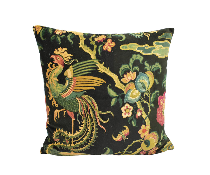 GP &amp; J Baker Chifu Velvet Charcoal Multi Cushion Cover – Chinoiserie Dragon Pillow