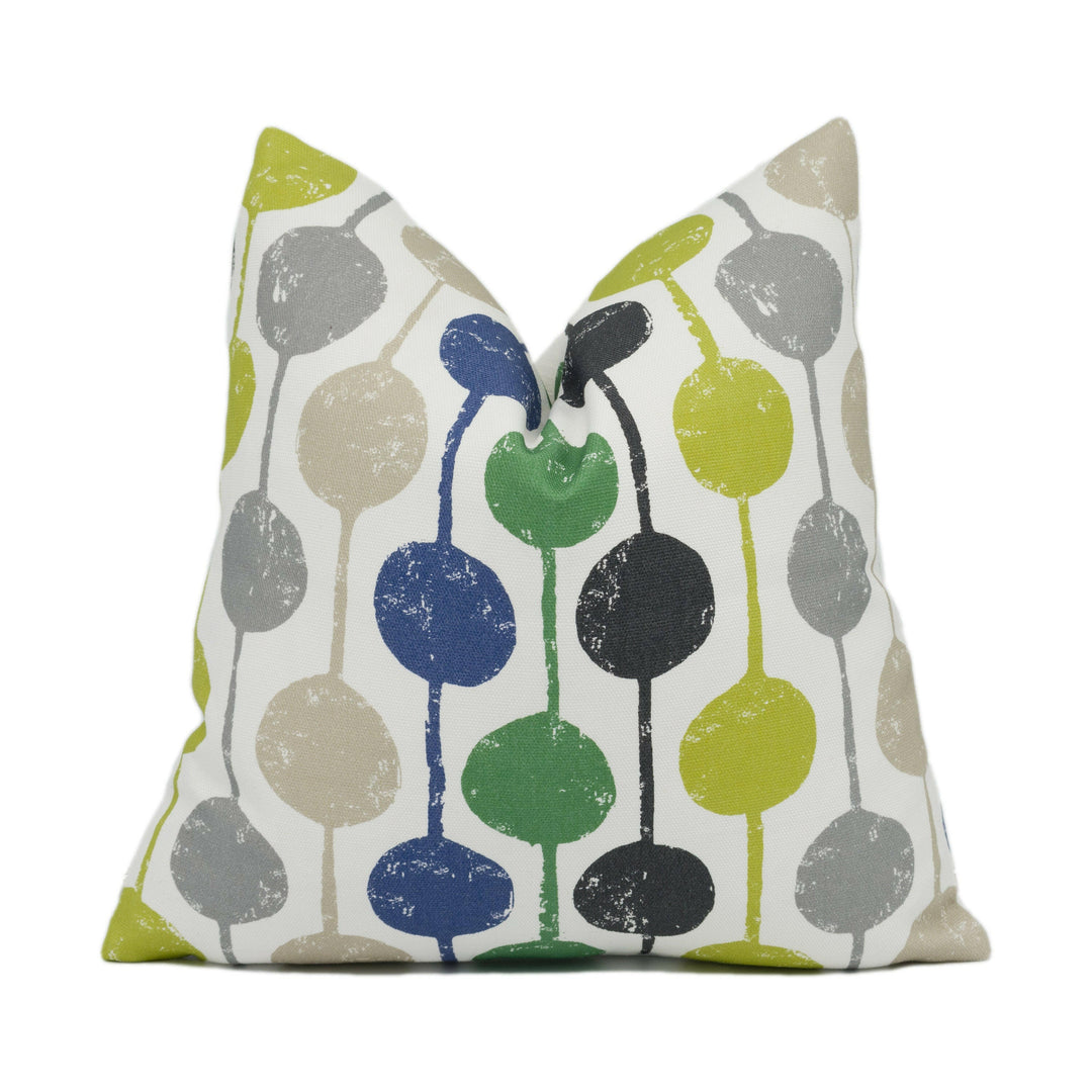 Scion - Taimi - Apple / Ivy / Slate - Cheerful Circles and Stripes Cushion Cover - Handmade Throw Pillow Designer Home Décor.
