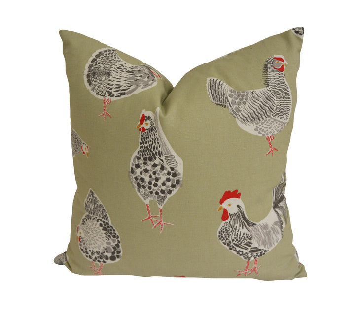 Clarke & Clarke x Studio G - Rooster - Sage -  Cushion Cover Pillow Throw.