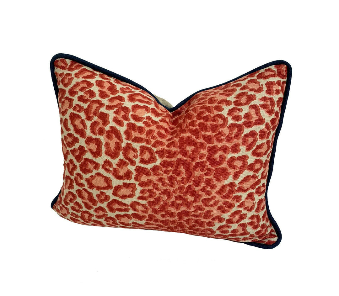 Colefax and Fowler - Panthera - Red - Soft Animal Print Stripe Designer Cushion Cover - Luxury Throw Pillow Handmade Home Decor.
