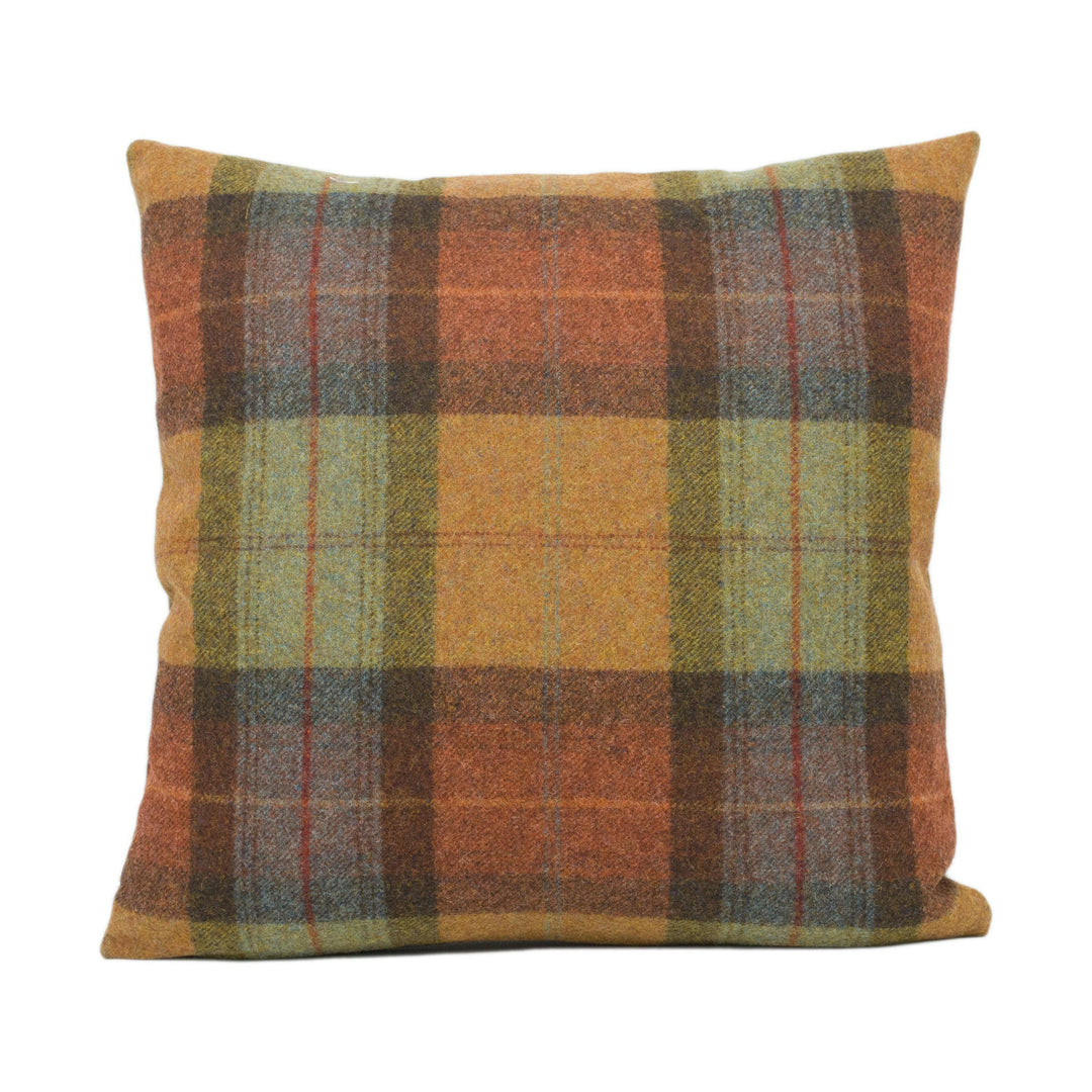 Abraham Moon - Skye - Burnt Orange -  100% Wool Cushion Cover - Designer Plaid Pillow Cover - Handmade Custom Abraham Moon Pillow.