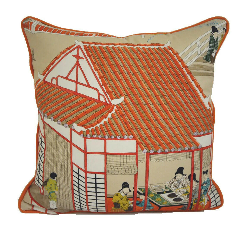 Manuel Canovas - Madame Butterfly - Rouge de Chine - Japanese Inspired Designer Cushion Cover - Handmade Throw Pillow Home Decor.