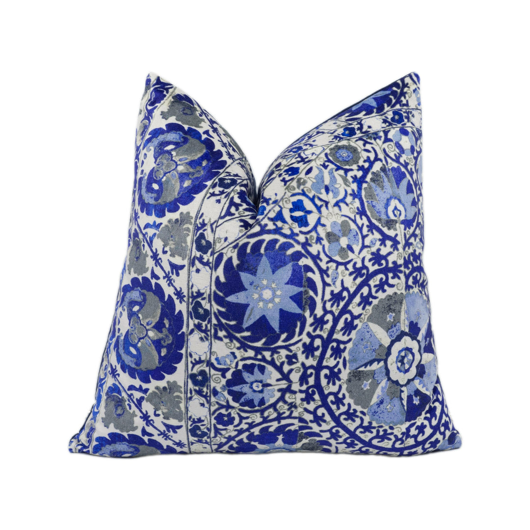 Andrew Martin - Iznik - Cobalt - Stunning Designer Velvet Cushion Cover Home Décor Throw Pillow.