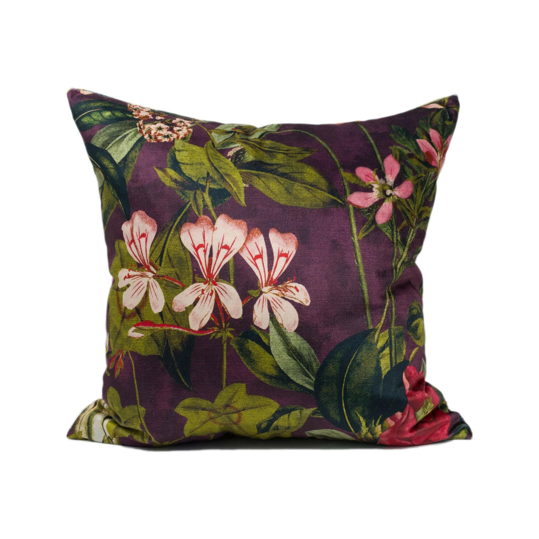 Clarke and Clarke - Passiflora - Mulberry - Stunning Soft Velvet Floral Cushion Cover - Handmade Throw Pillow - Designer Home Décor.