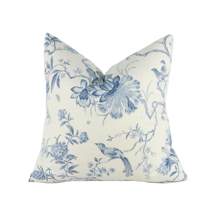Sanderson - Pillemont Toile - Ivory / China Blue - Stunning Designer Cushion Cover Home Decor Throw Pillow.