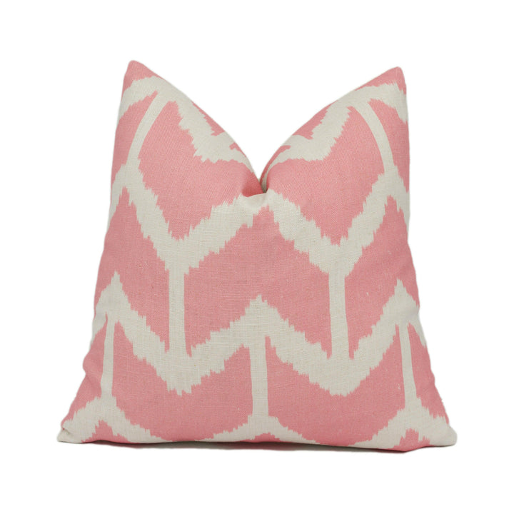 Andrew Martin - Togo - Pink - Ikat Chevron Print Cushion Cover - Handmade Throw Pillow - Designer Home Décor.