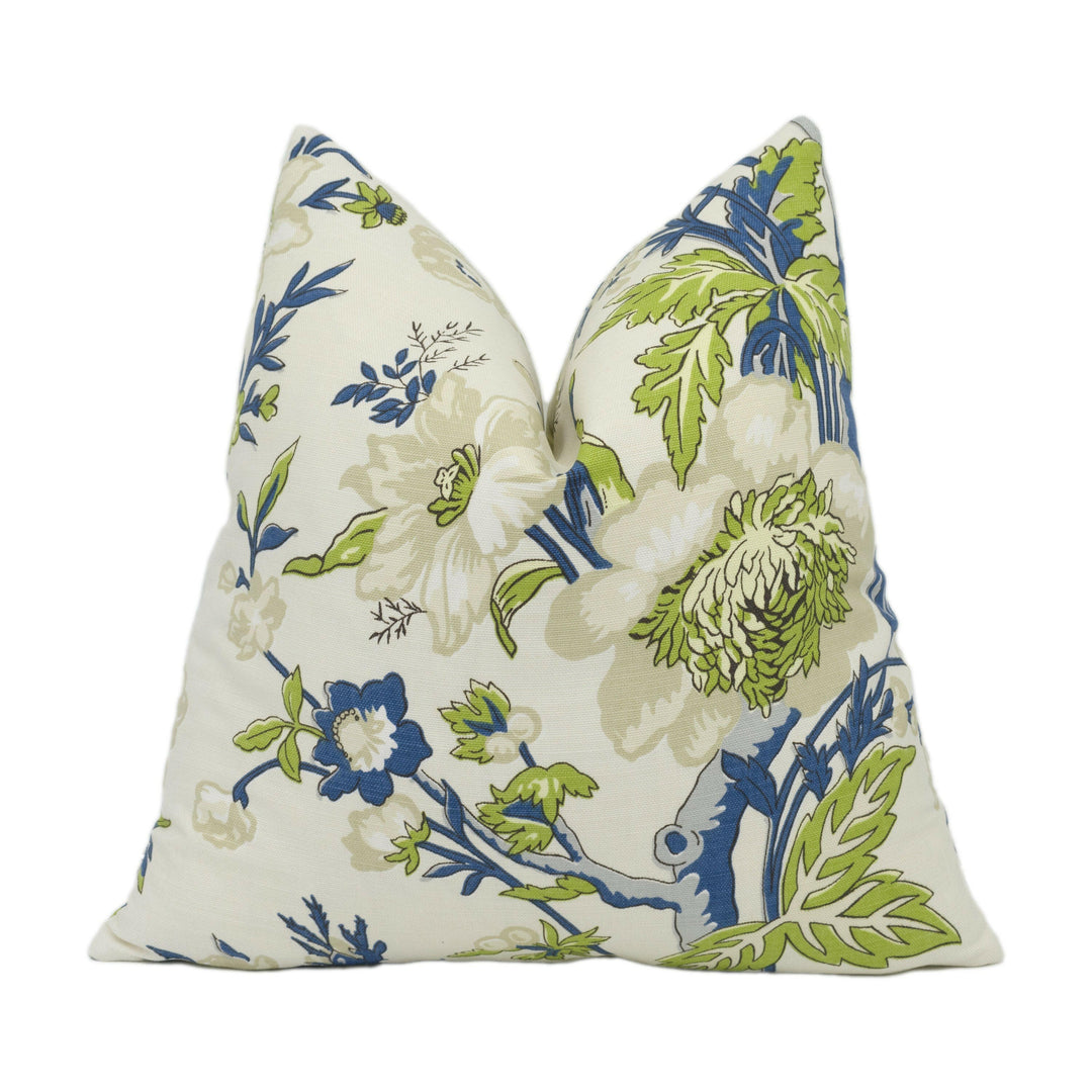 Thibaut - Nemour - Navy and Cream - Bold Colourful Floral Cushion Cover Handmade Throw Pillow Designer Home Décor.