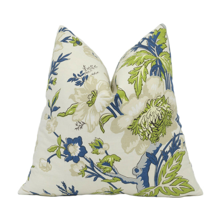 Thibaut - Nemour - Navy and Cream - Bold Colourful Floral Cushion Cover Handmade Throw Pillow Designer Home Décor.