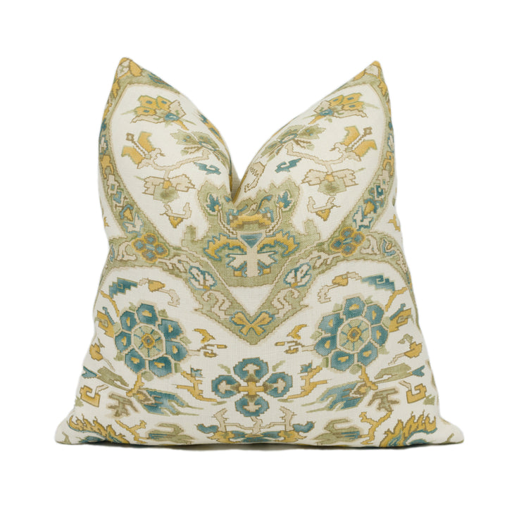 Cowtan & Tout Vermeer Cushion – Celadon Anatolian Linen Print