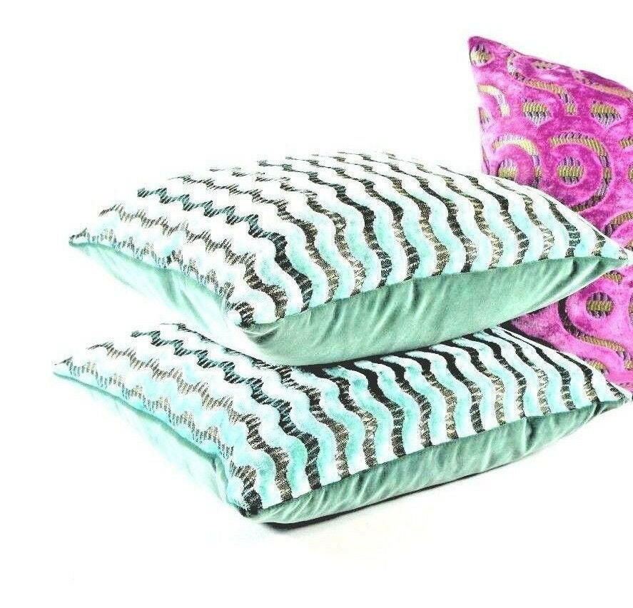 Designers Guild - Murrine - Celadon - Cut Velvet Cushion Cover Throw Pillow Designer Home Decor.