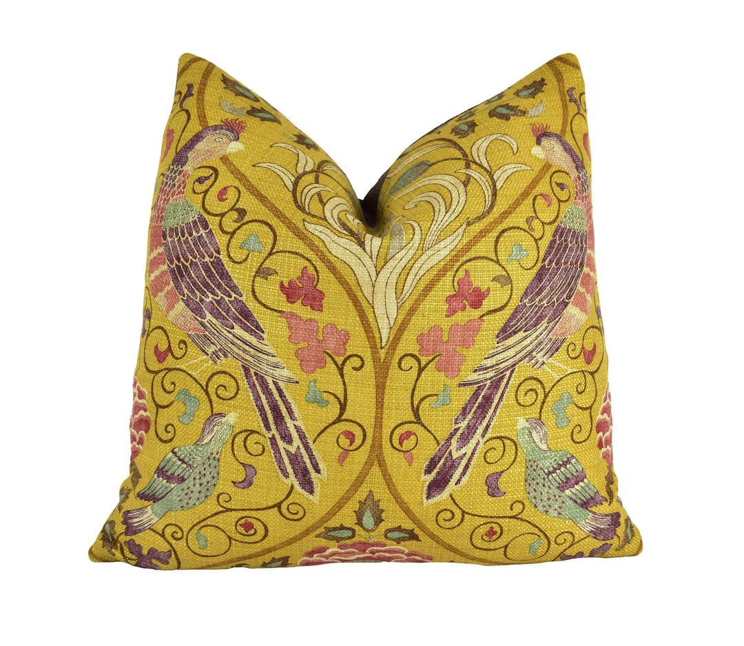 William Morris - Seasons by May - Saffron -  Cushion Cover Throw Pillow Designer Home Decor.