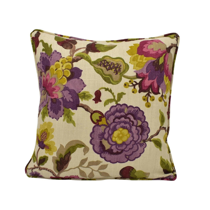 Sanderson - Amanpuri - Mulberry / Olive - Classic 1920's Jacobean Floral Designer Cushion Cover - Luxury Throw Pillow - Handmade Home Decor.