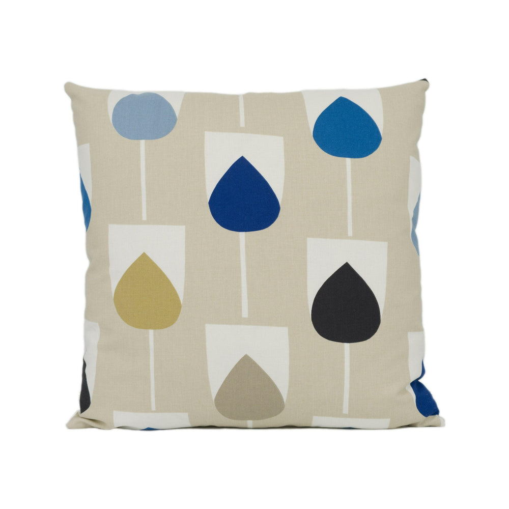 Scion - Sula - Indigo / Sapphire / Raffia - Scandinavian Inspired Abstract Flower Cushion Cover - Handmade Throw Pillow Designer Home Décor.