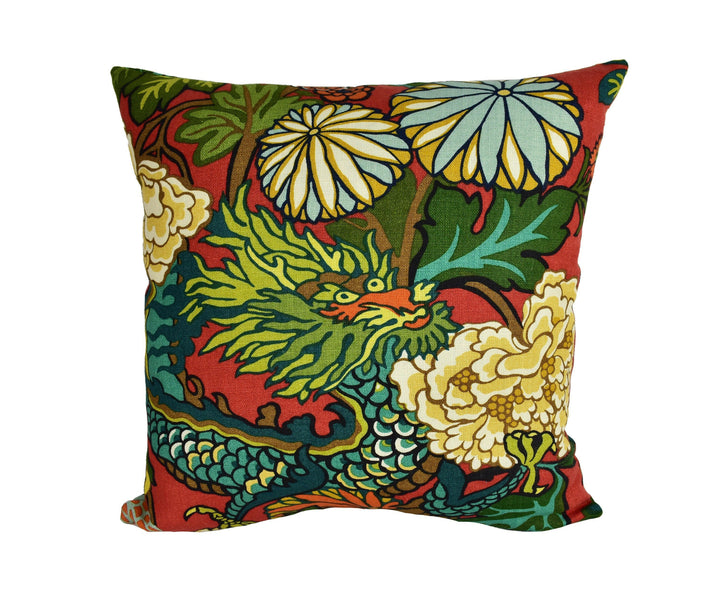 Schumacher - Chiang Mai Dragon - Lacquer - Art Deco Chinoiserie Designer Cushion Cover - Handmade Throw Pillow Luxury Home Decor.