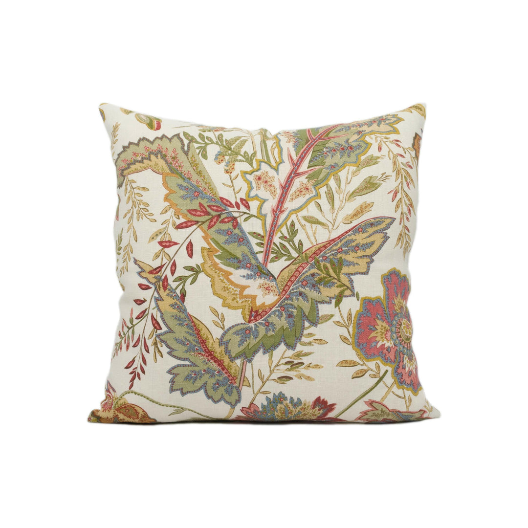 GP & J Baker - Indienne Flower - Emerald / Red - Charming East Indian Floral Cushion Cover - Handmade Throw Pillow - Designer Home Décor.