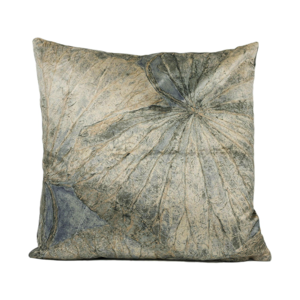 Zoffany - Taisho - Fossil - Lavish Lotus Leaf Velvet Designer Cushion Cover - Luxury Modern Throw Pillow - Handmade High End Home Decor.