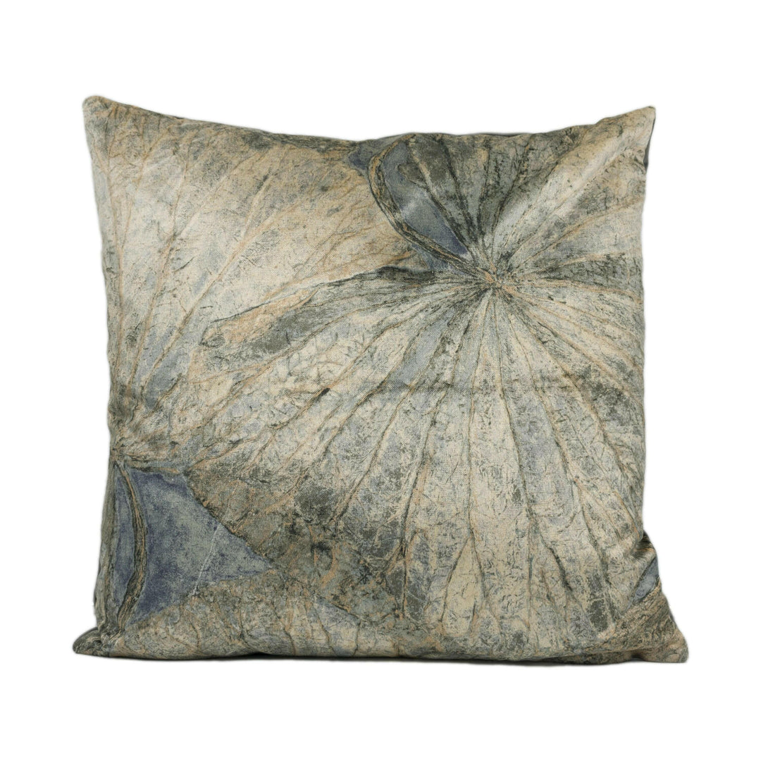Zoffany - Taisho - Fossil - Lavish Lotus Leaf Velvet Designer Cushion Cover - Luxury Modern Throw Pillow - Handmade High End Home Decor.