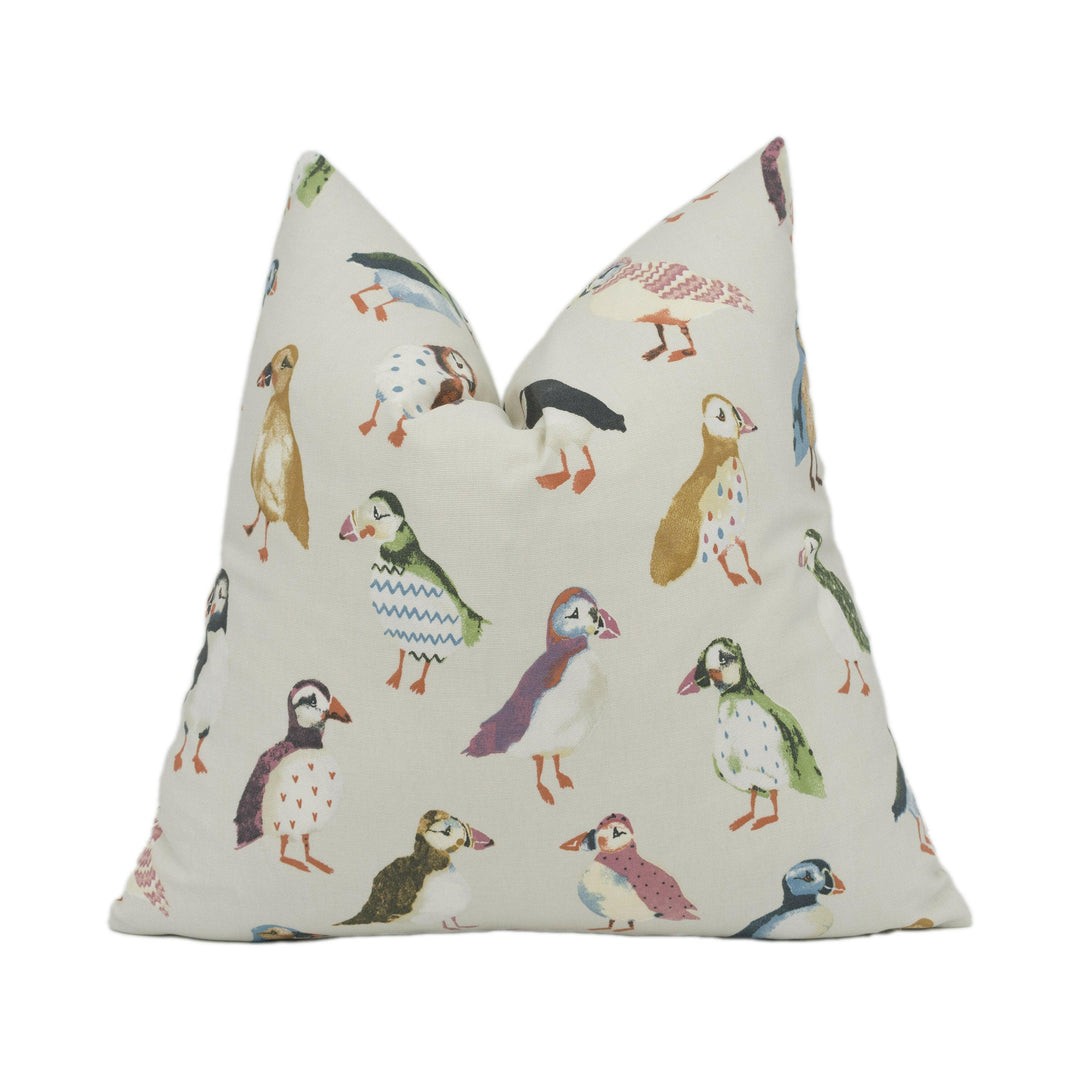 Prestigious Textiles - Puffin - Driftwood - Fun Cushion Cover Whimsical Throw Pillow Colourful Designer Home Décor.