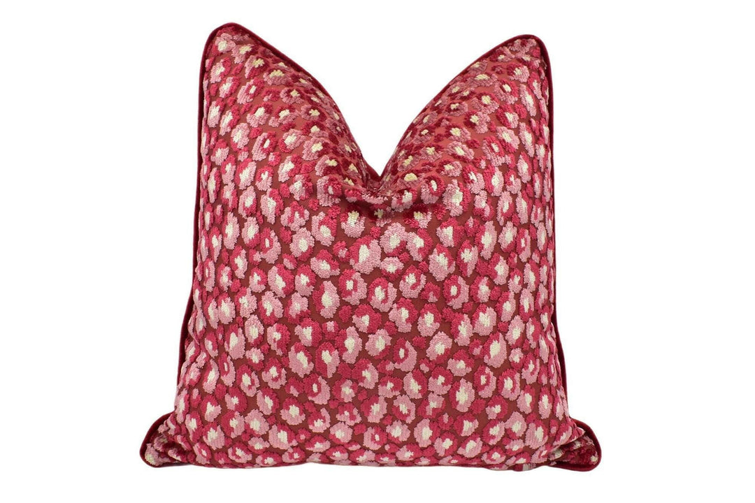 Jane Churchill - Cleo - Red - Playful Bold Small Scale Animal Print Designer Cushion Cover - Luxury Throw Pillow - Handmade Home Decor.